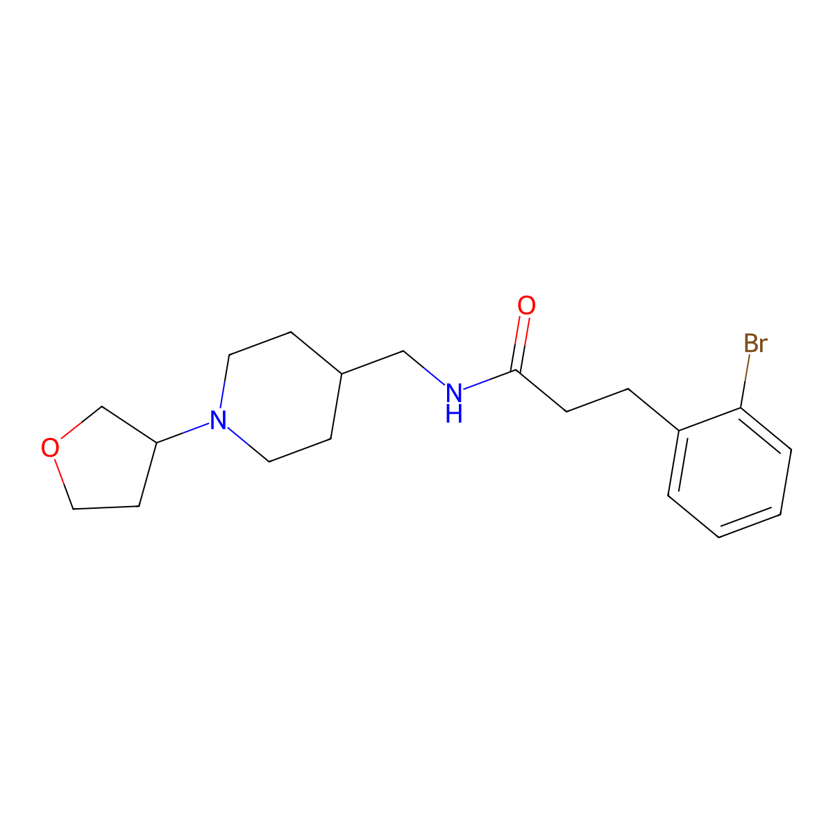 3-(2-bromophenyl)-N-{[1-(oxolan-3-yl)piperidin-4-yl]methyl}propanamide molecular structure, CAS 2097922-36-4