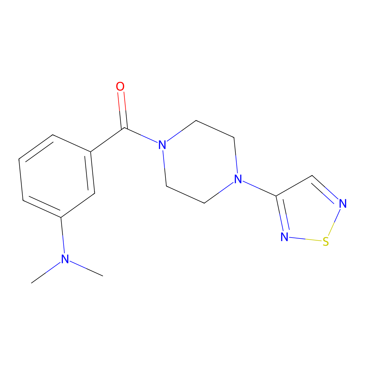 N,N-dimethyl-3-[4-(1,2,5-thiadiazol-3-yl)piperazine-1-carbonyl]aniline molecular structure, CAS 2097922-40-0