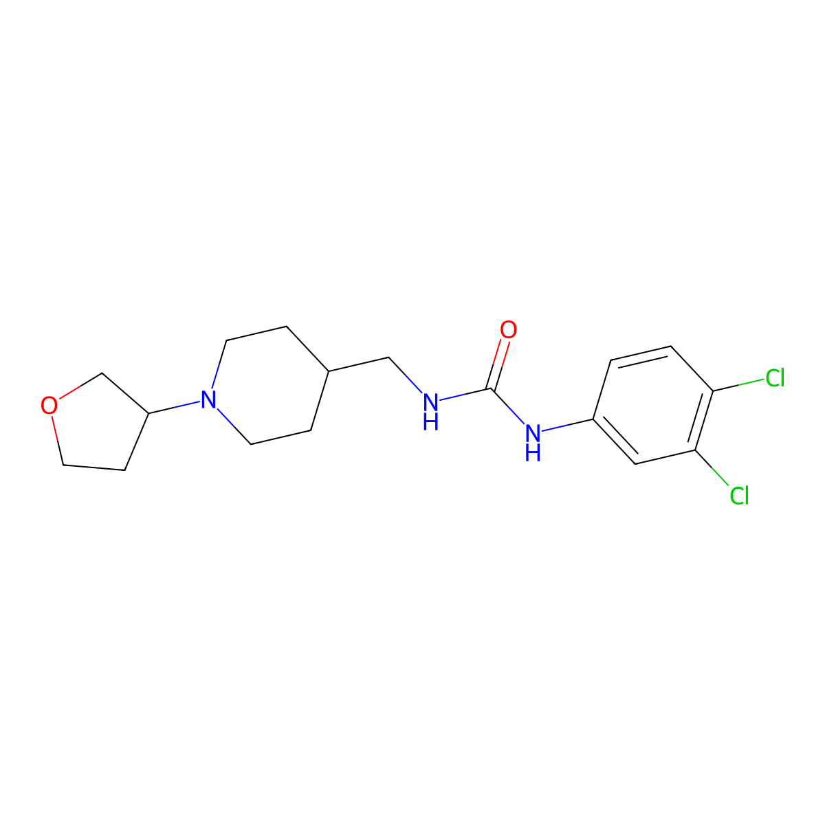 3-(3,4-Dichlorophenyl)-1-{[1-(oxolan-3-yl)piperidin-4-yl]methyl}urea molecular structure, CAS 2097922-41-1