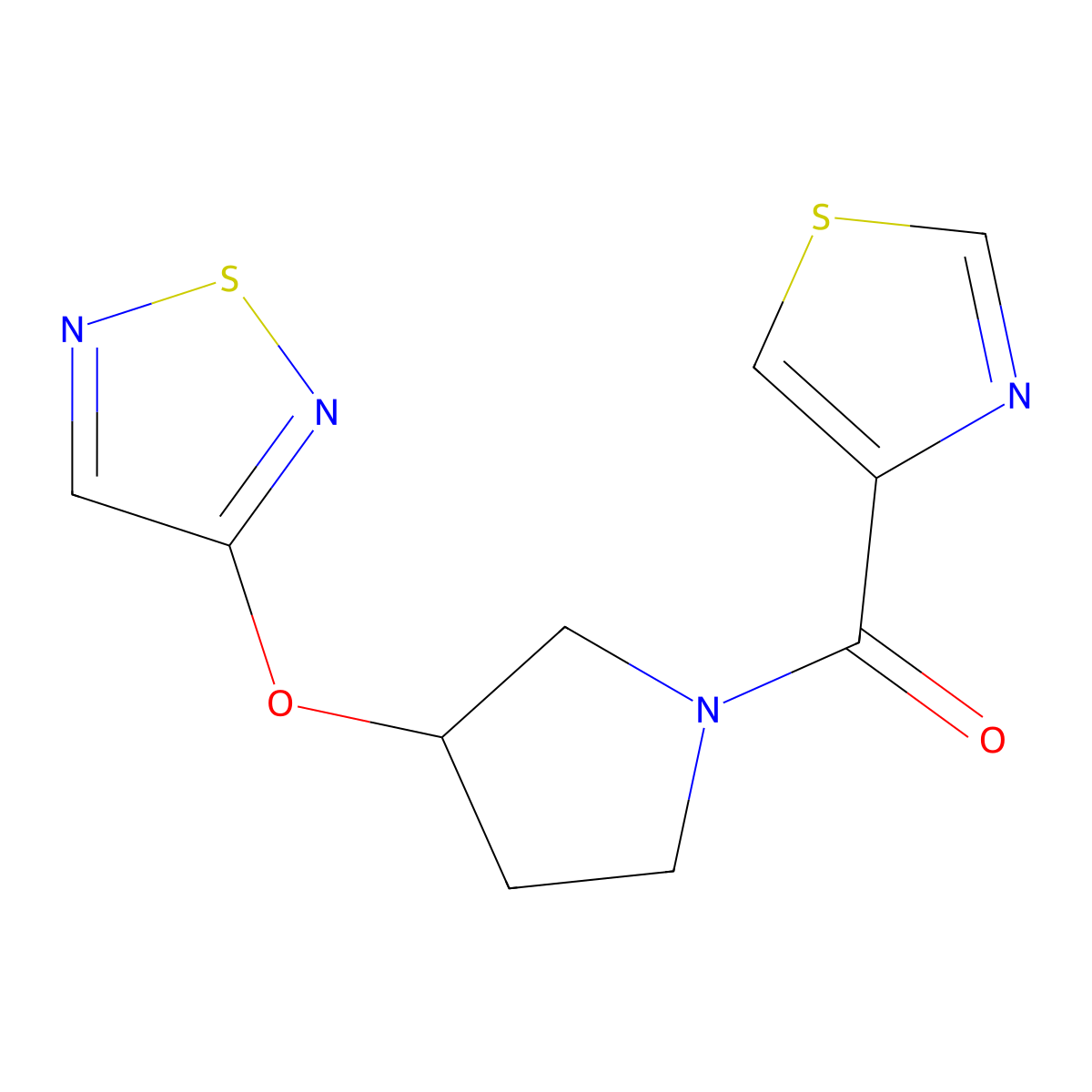 3-{[1-(1,3-Thiazole-4-carbonyl)pyrrolidin-3-yl]oxy}-1,2,5-thiadiazole molecular structure, CAS 2097922-42-2