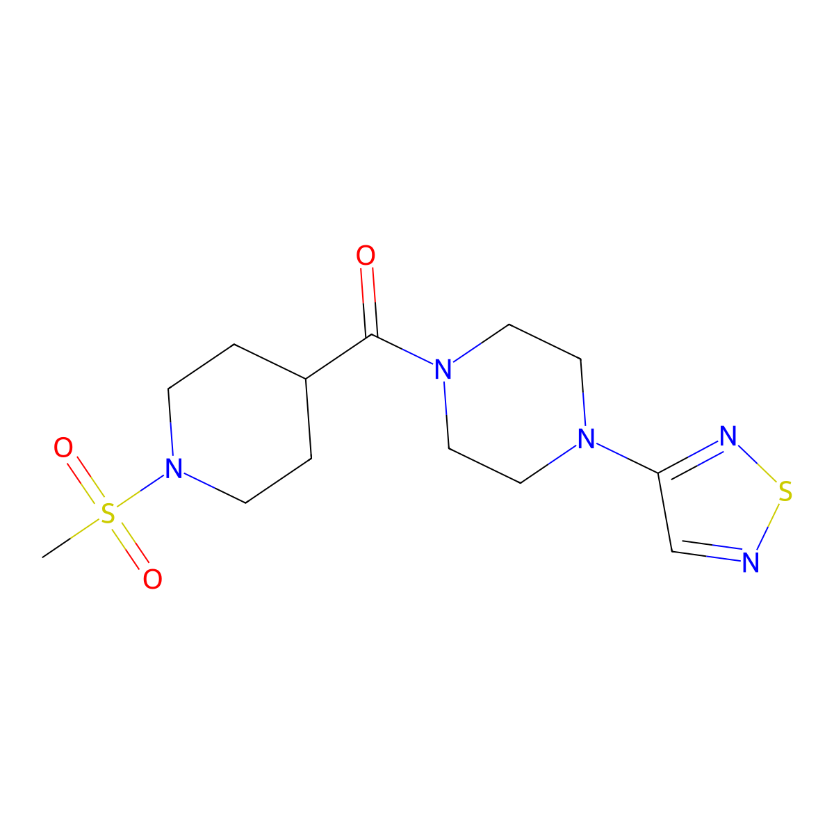 1-(1-Methanesulfonylpiperidine-4-carbonyl)-4-(1,2,5-thiadiazol-3-yl)piperazine molecular structure, CAS 2097922-45-5