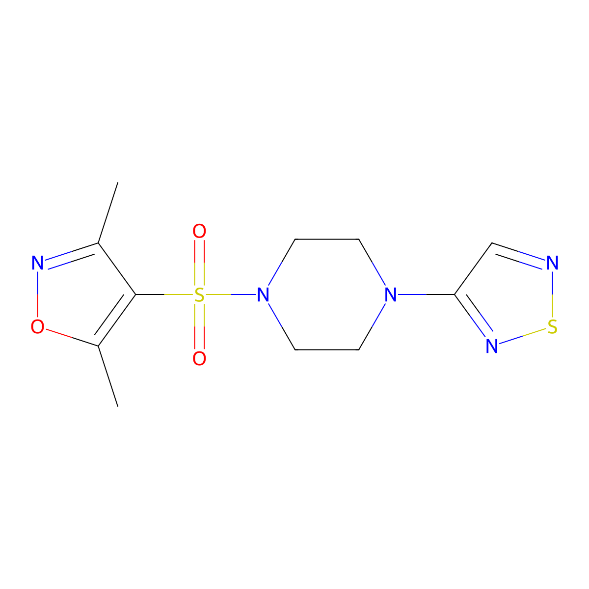 1-[(3,5-Dimethyl-1,2-oxazol-4-yl)sulfonyl]-4-(1,2,5-thiadiazol-3-yl)piperazine molecular structure, CAS 2097922-57-9
