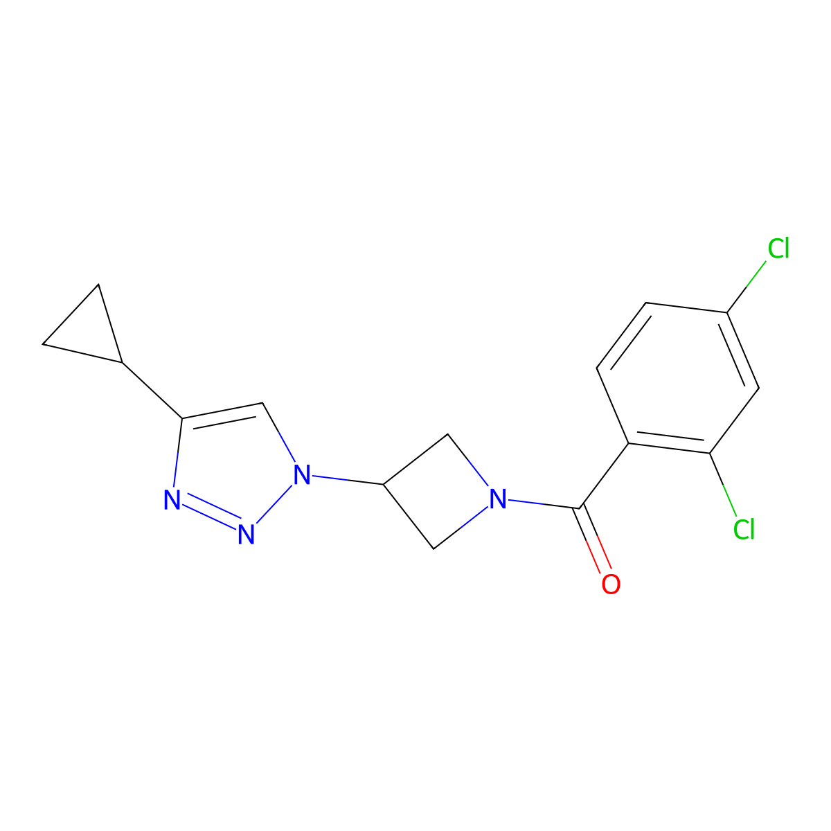 (3-(4-cyclopropyl-1H-1,2,3-triazol-1-yl)azetidin-1-yl)(2,4-dichlorophenyl)methanone molecular structure, CAS 2097922-62-6