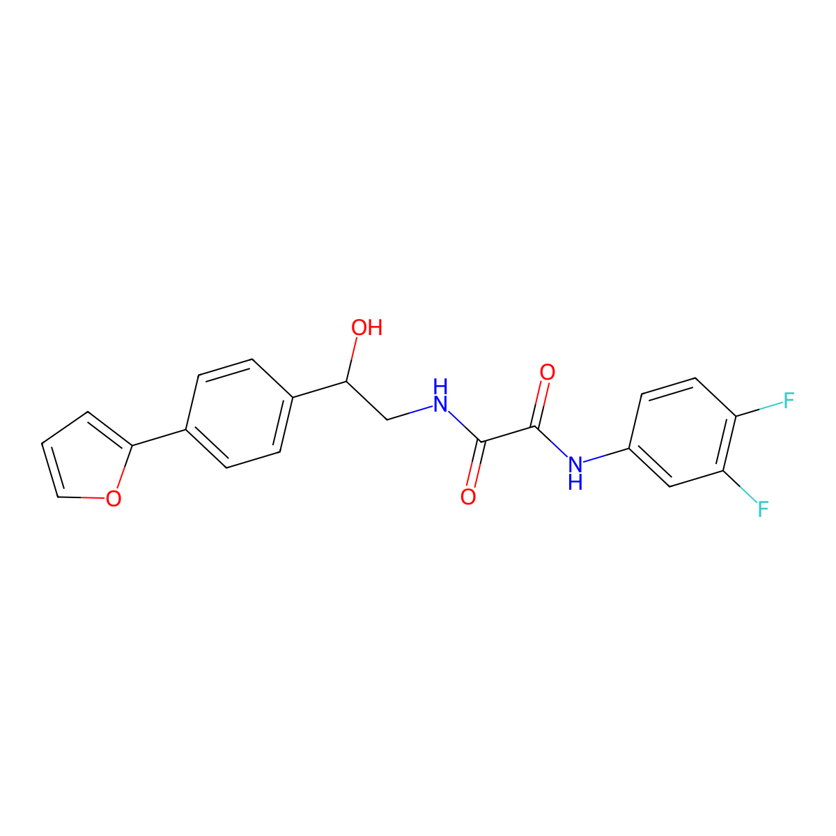 N-(3,4-difluorophenyl)-N'-{2-[4-(furan-2-yl)phenyl]-2-hydroxyethyl}ethanediamide molecular structure, CAS 2097922-64-8