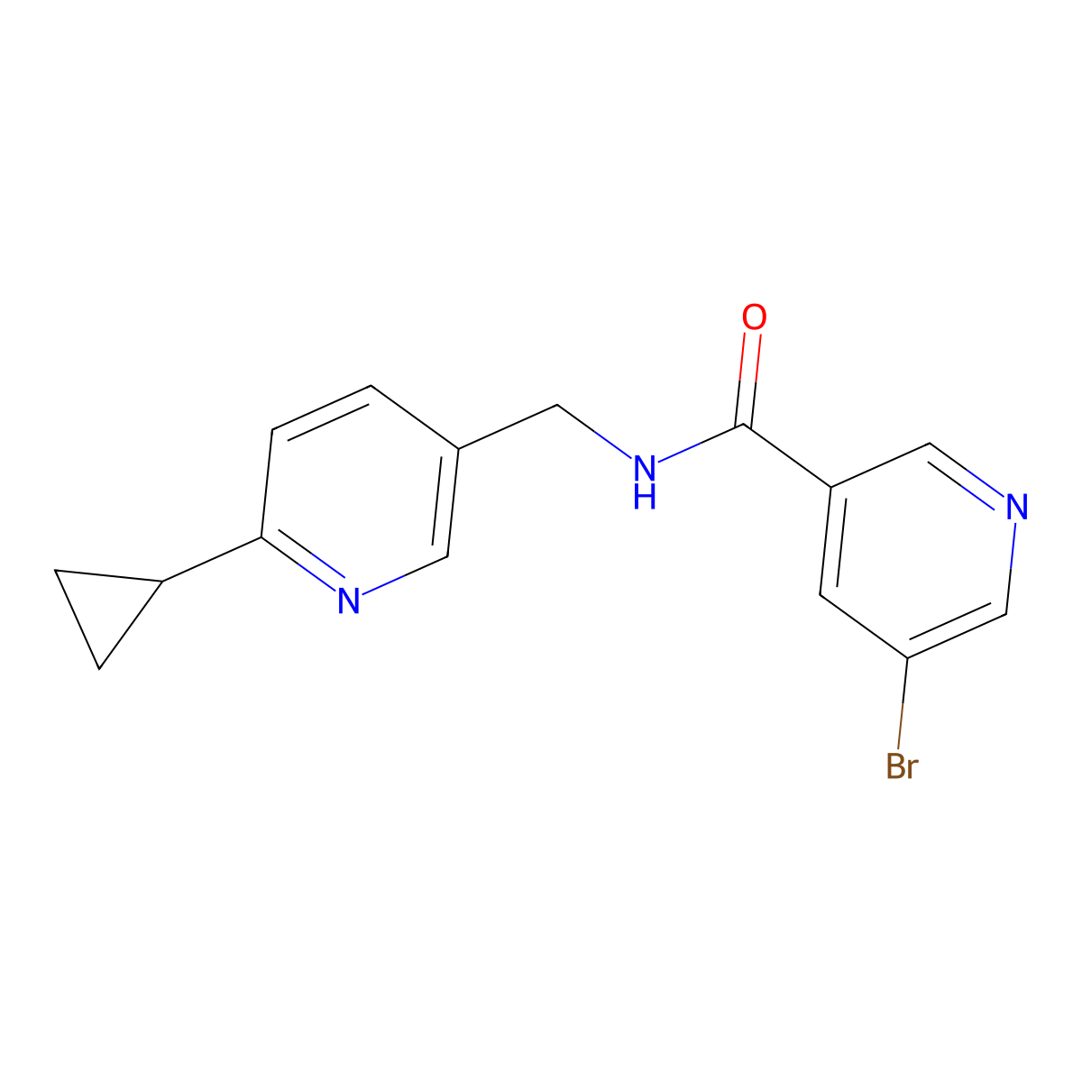 5-bromo-N-[(6-cyclopropylpyridin-3-yl)methyl]pyridine-3-carboxamide molecular structure, CAS 2097922-69-3