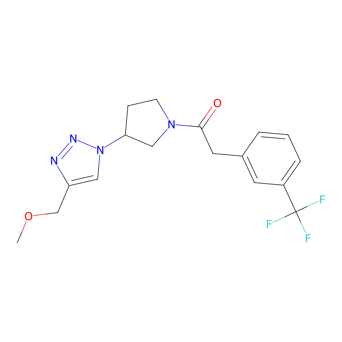 1-{3-[4-(methoxymethyl)-1H-1,2,3-triazol-1-yl]pyrrolidin-1-yl}-2-[3-(trifluoromethyl)phenyl]ethan-1-one molecular structure, CAS 2097922-70-6
