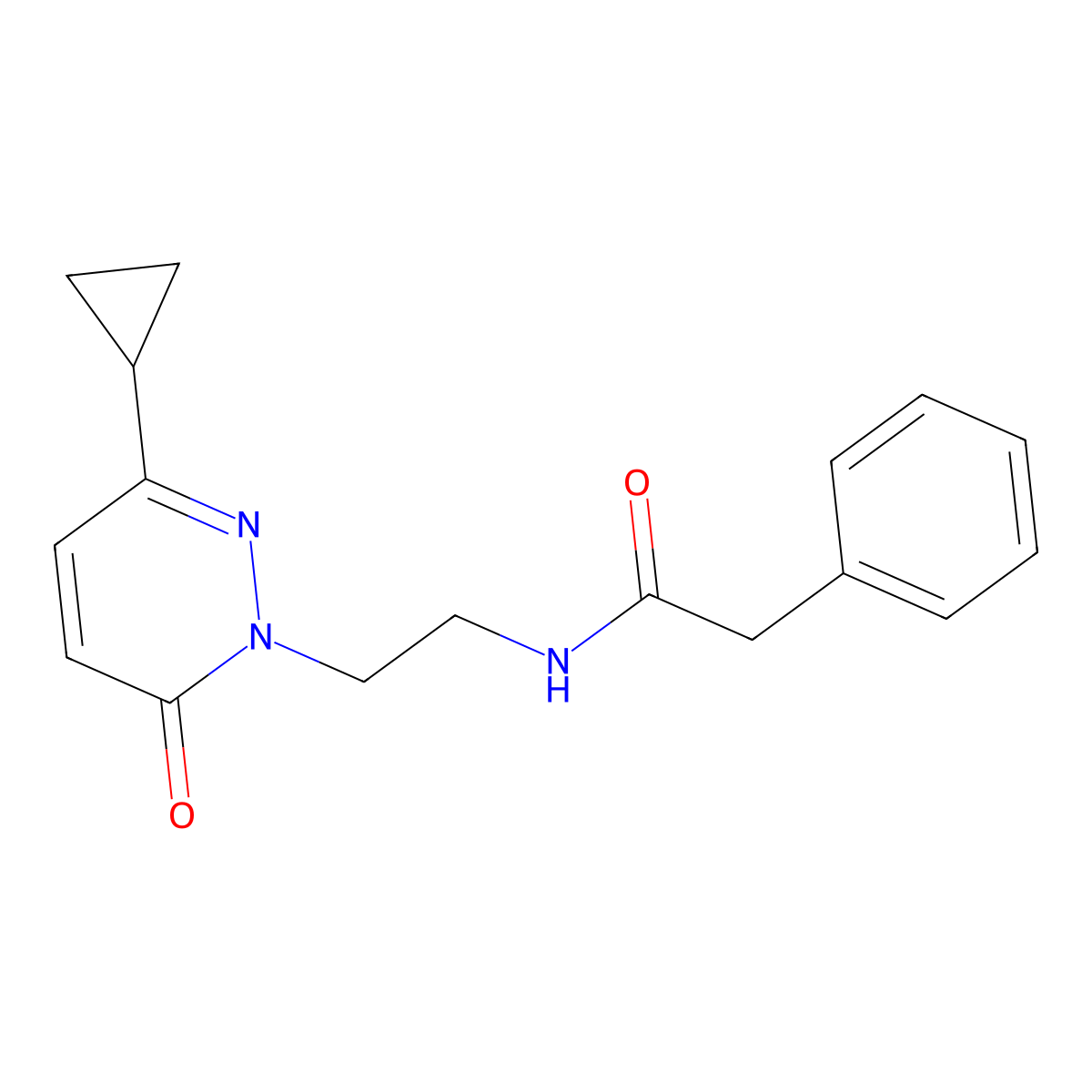 N-(2-(3-cyclopropyl-6-oxopyridazin-1(6H)-yl)ethyl)-2-phenylacetamide molecular structure, CAS 2097922-78-4