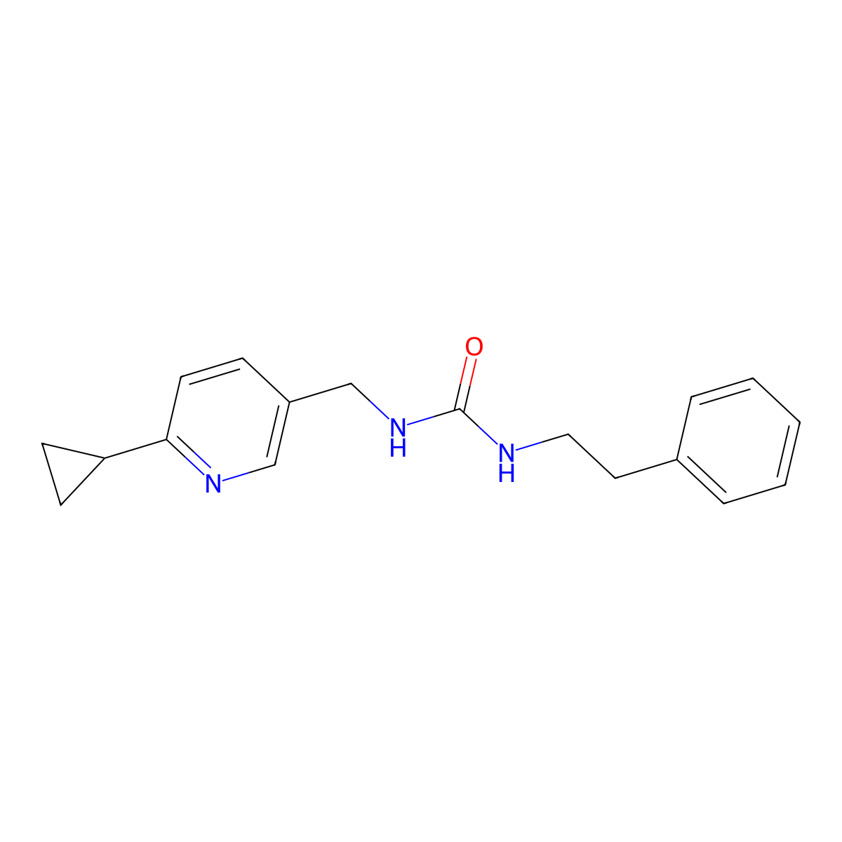 3-[(6-Cyclopropylpyridin-3-yl)methyl]-1-(2-phenylethyl)urea molecular structure, CAS 2097922-80-8