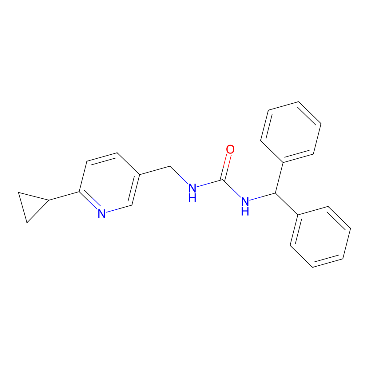 3-[(6-Cyclopropylpyridin-3-yl)methyl]-1-(diphenylmethyl)urea molecular structure, CAS 2097922-82-0