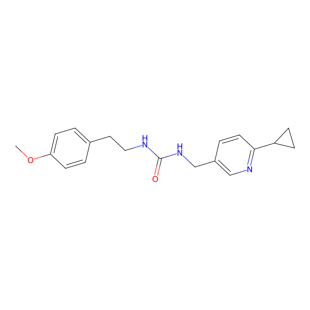 3-[(6-Cyclopropylpyridin-3-yl)methyl]-1-[2-(4-methoxyphenyl)ethyl]urea molecular structure, CAS 2097922-88-6
