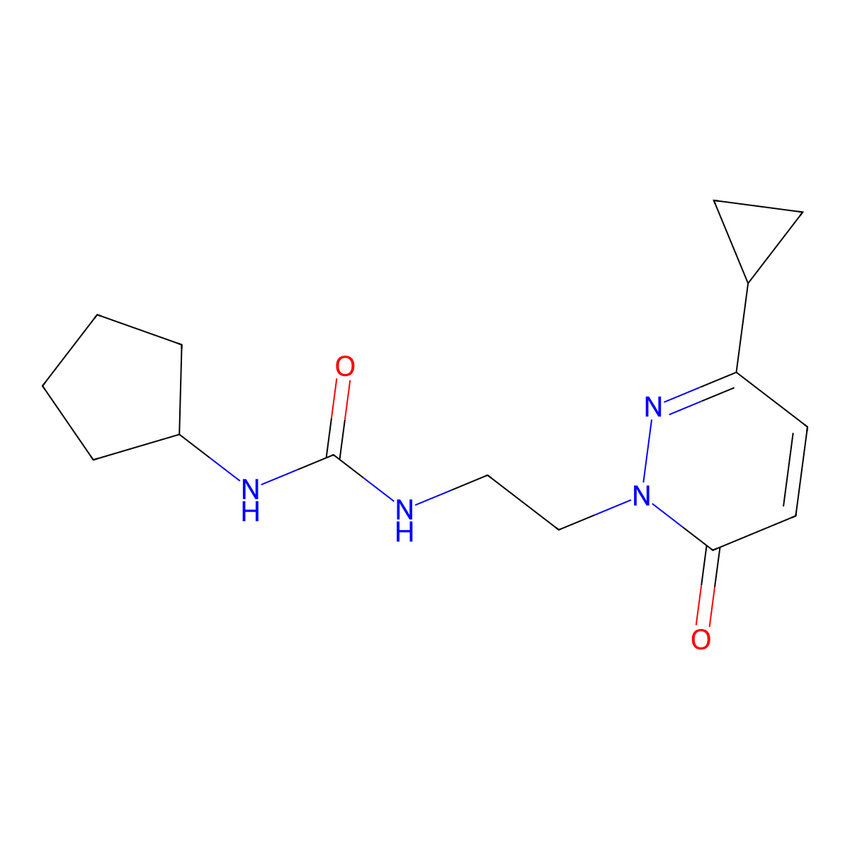 1-cyclopentyl-3-(2-(3-cyclopropyl-6-oxopyridazin-1(6H)-yl)ethyl)urea molecular structure, CAS 2097922-91-1