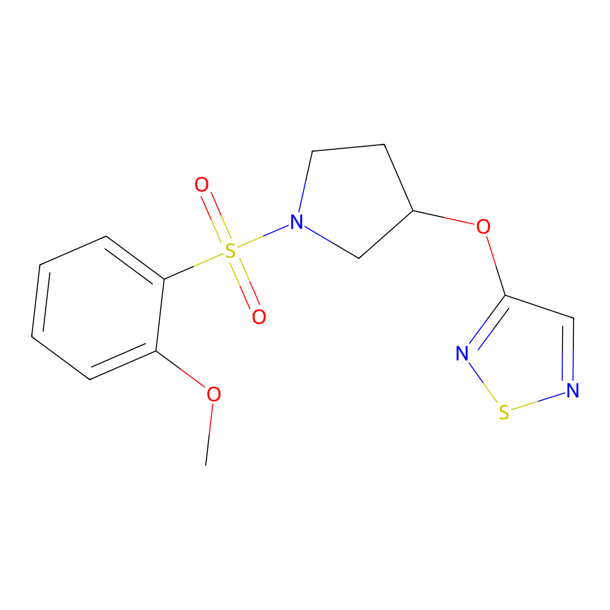 3-{[1-(2-Methoxybenzenesulfonyl)pyrrolidin-3-yl]oxy}-1,2,5-thiadiazole molecular structure, CAS 2097922-92-2