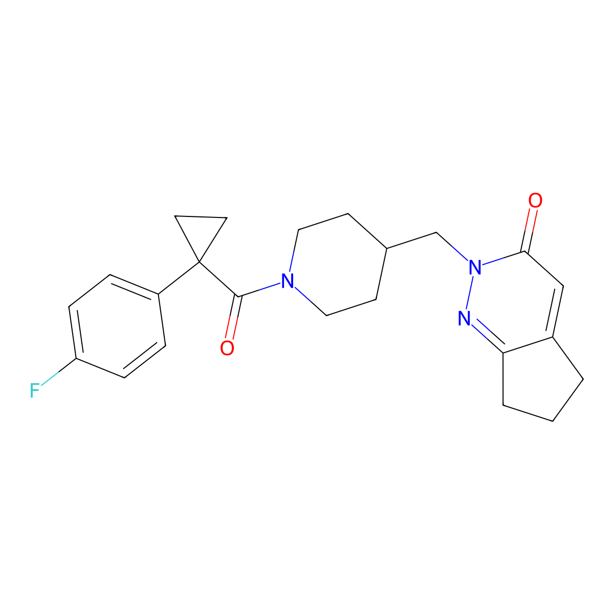 2-({1-[1-(4-fluorophenyl)cyclopropanecarbonyl]piperidin-4-yl}methyl)-2H,3H,5H,6H,7H-cyclopenta[c]pyridazin-3-one molecular structure, CAS 2097922-93-3