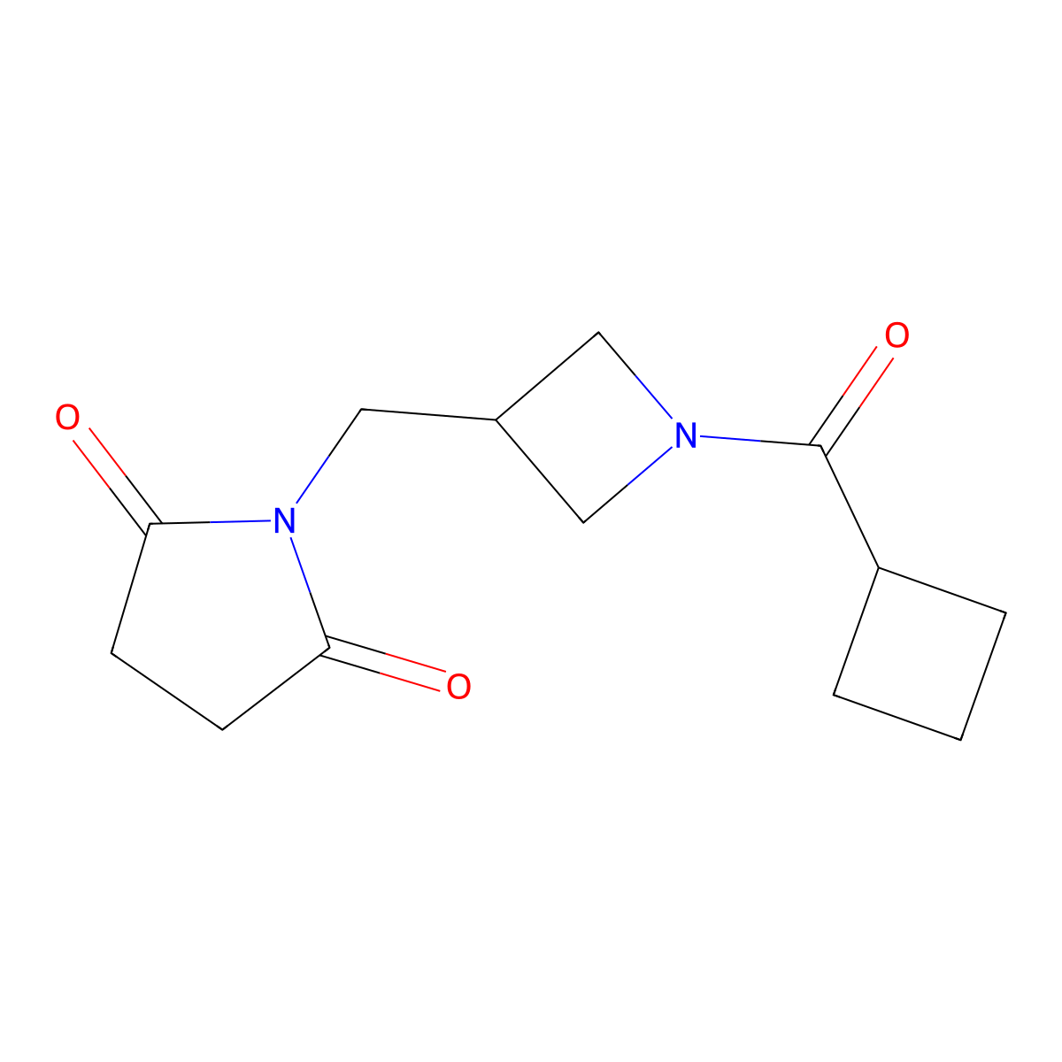 1-[(1-Cyclobutanecarbonylazetidin-3-yl)methyl]pyrrolidine-2,5-dione molecular structure, CAS 2097922-96-6