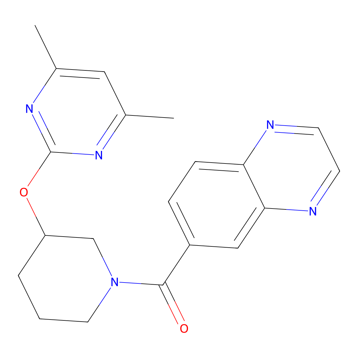 (3-((4,6-Dimethylpyrimidin-2-yl)oxy)piperidin-1-yl)(quinoxalin-6-yl)methanone molecular structure, CAS 2097923-02-7