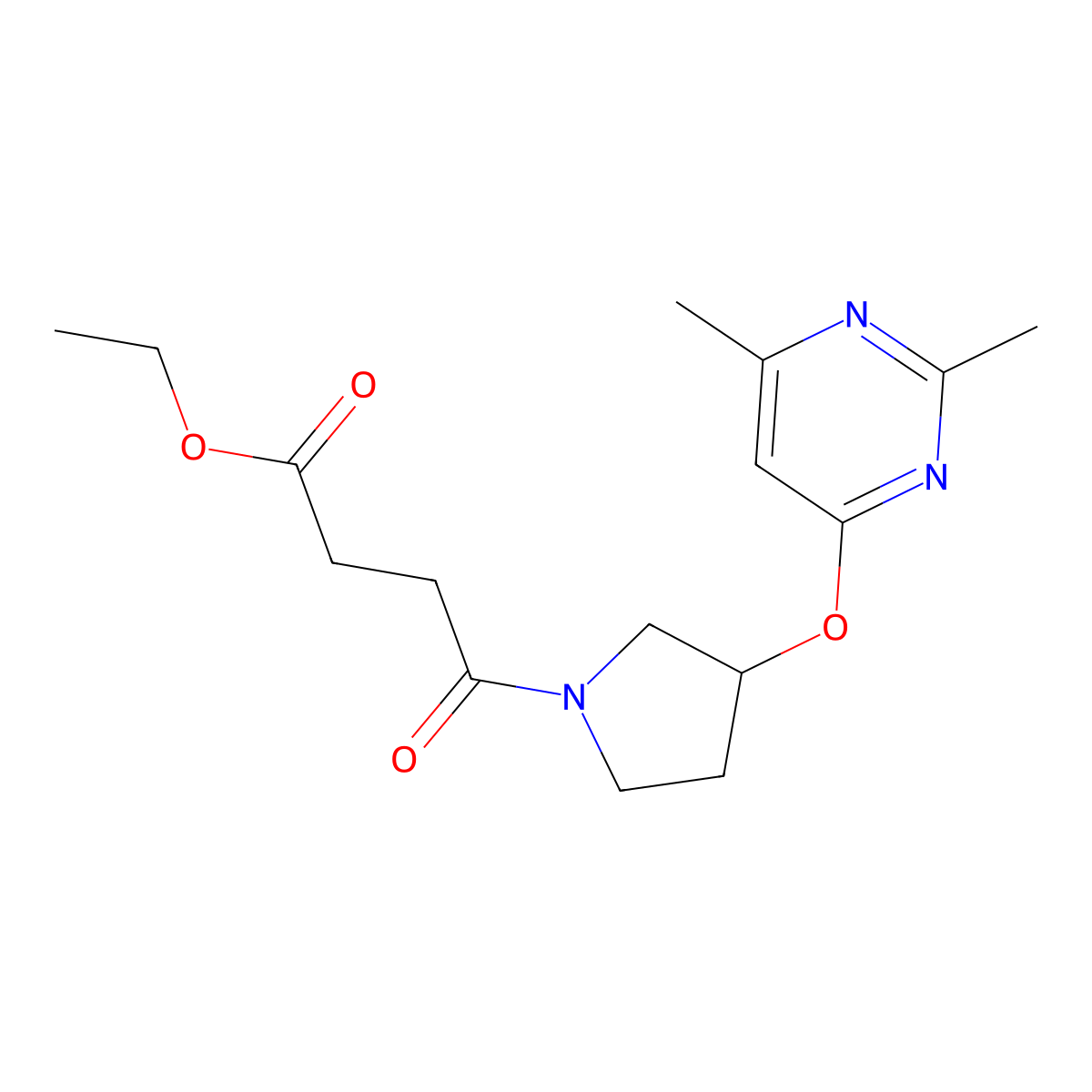 Ethyl 4-{3-[(2,6-dimethylpyrimidin-4-yl)oxy]pyrrolidin-1-yl}-4-oxobutanoate molecular structure, CAS 2097923-04-9