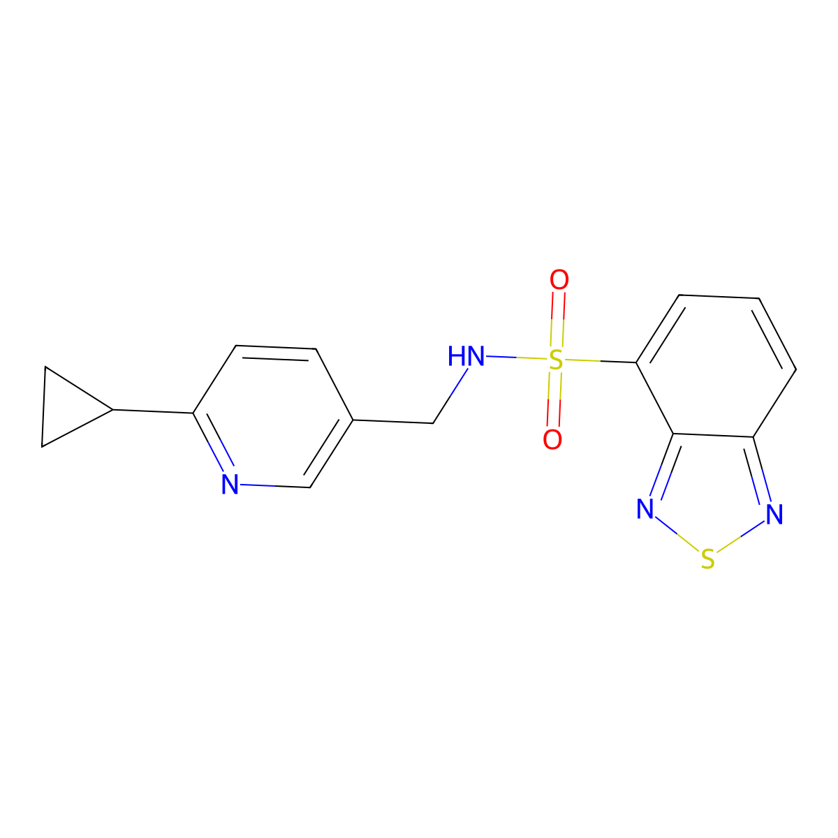N-[(6-cyclopropylpyridin-3-yl)methyl]-2,1,3-benzothiadiazole-4-sulfonamide molecular structure, CAS 2097923-06-1