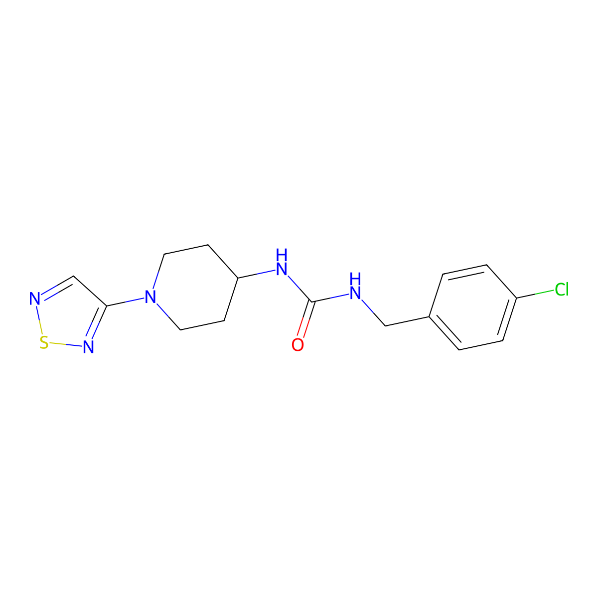 1-[(4-Chlorophenyl)methyl]-3-[1-(1,2,5-thiadiazol-3-yl)piperidin-4-yl]urea molecular structure, CAS 2097923-09-4