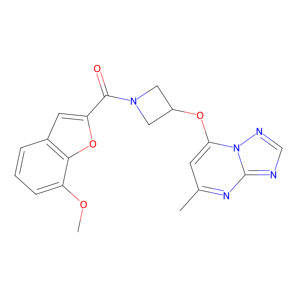 1-(7-Methoxy-1-benzofuran-2-carbonyl)-3-({5-methyl-[1,2,4]triazolo[1,5-a]pyrimidin-7-yl}oxy)azetidine molecular structure, CAS 2097923-11-8