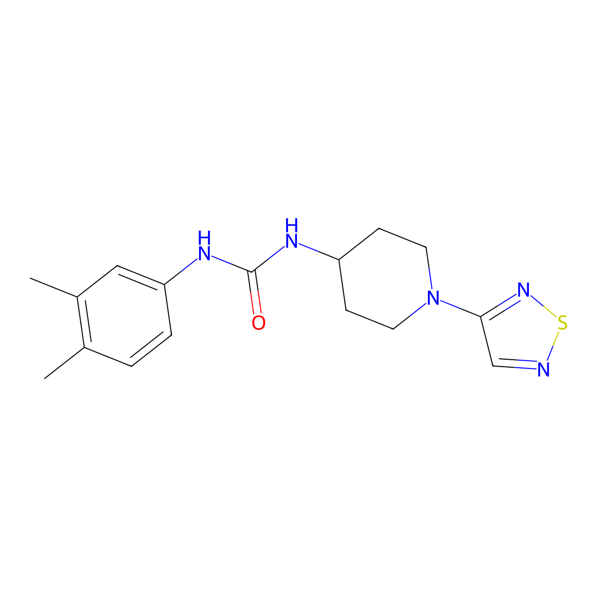 1-(3,4-Dimethylphenyl)-3-[1-(1,2,5-thiadiazol-3-yl)piperidin-4-yl]urea molecular structure, CAS 2097923-17-4