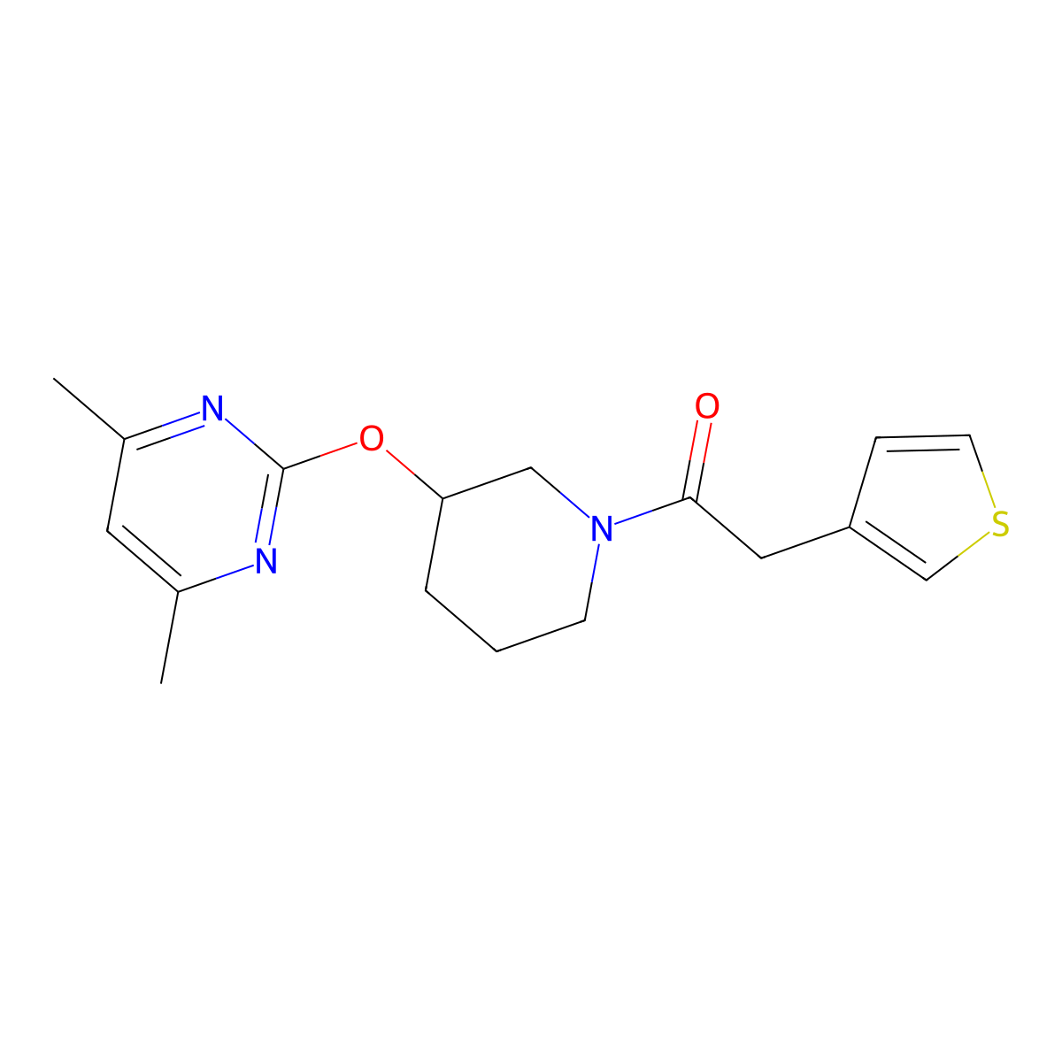 1-(3-((4,6-Dimethylpyrimidin-2-yl)oxy)piperidin-1-yl)-2-(thiophen-3-yl)ethanone molecular structure, CAS 2097923-19-6