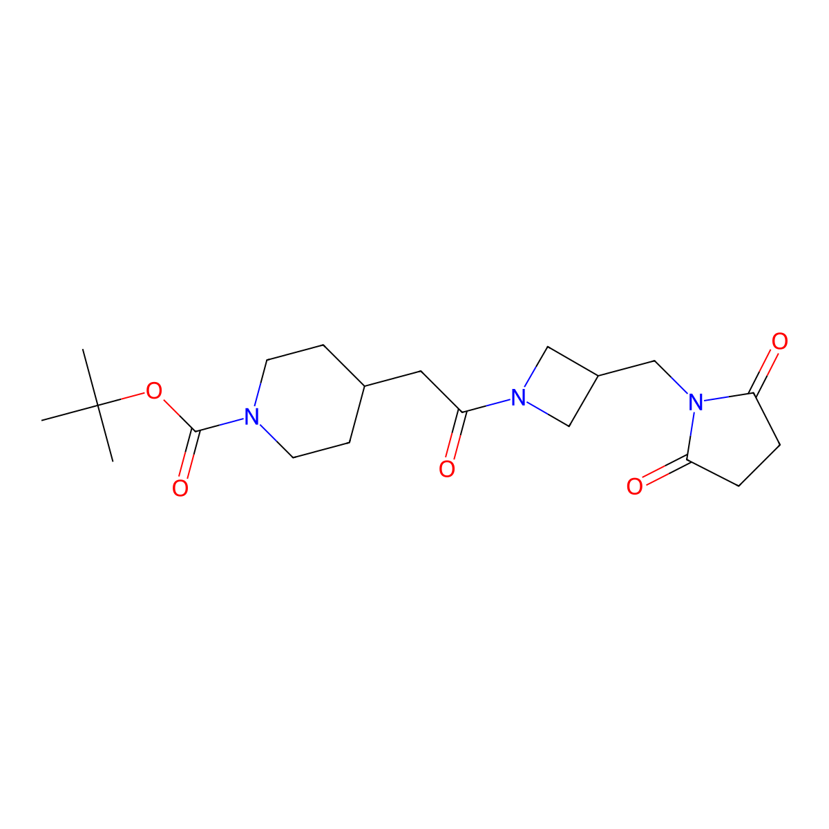 Tert-butyl 4-(2-{3-[(2,5-dioxopyrrolidin-1-yl)methyl]azetidin-1-yl}-2-oxoethyl)piperidine-1-carboxylate molecular structure, CAS 2097923-20-9