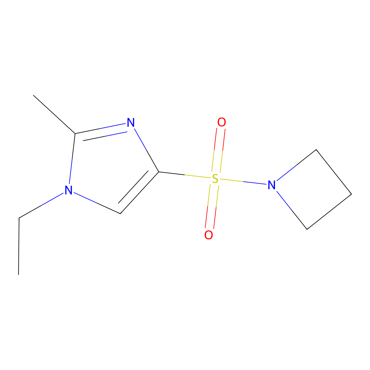 4-(azetidine-1-sulfonyl)-1-ethyl-2-methyl-1H-imidazole molecular structure, CAS 2097923-33-4