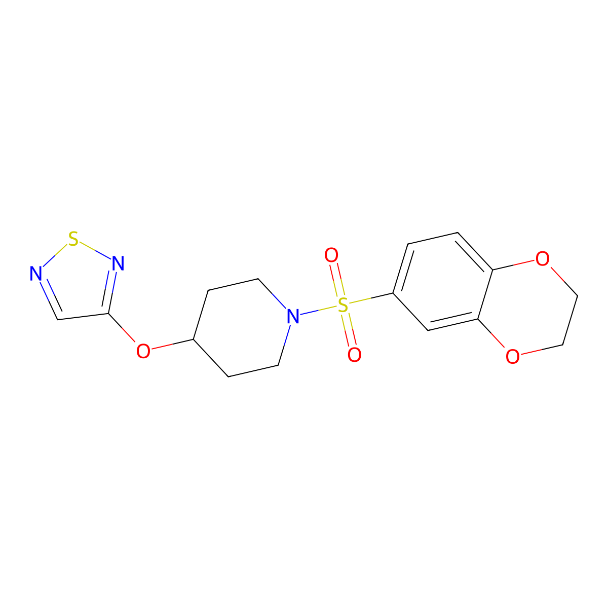 1-(2,3-Dihydro-1,4-benzodioxine-6-sulfonyl)-4-(1,2,5-thiadiazol-3-yloxy)piperidine molecular structure, CAS 2097923-43-6