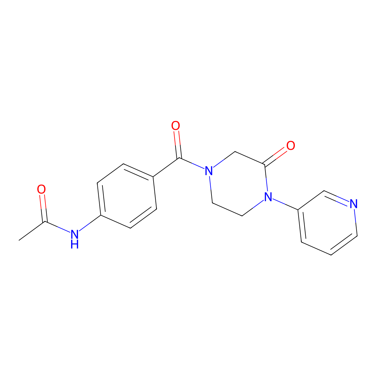 N-{4-[3-oxo-4-(pyridin-3-yl)piperazine-1-carbonyl]phenyl}acetamide molecular structure, CAS 2097923-46-9