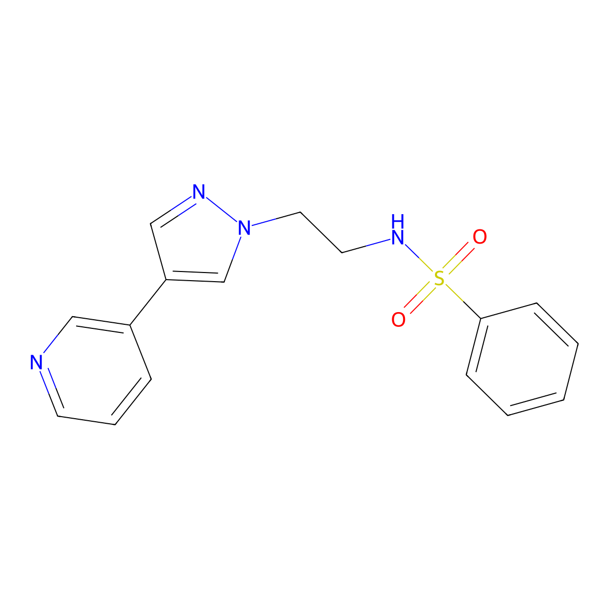 N-{2-[4-(pyridin-3-yl)-1H-pyrazol-1-yl]ethyl}benzenesulfonamide molecular structure, CAS 2097923-51-6
