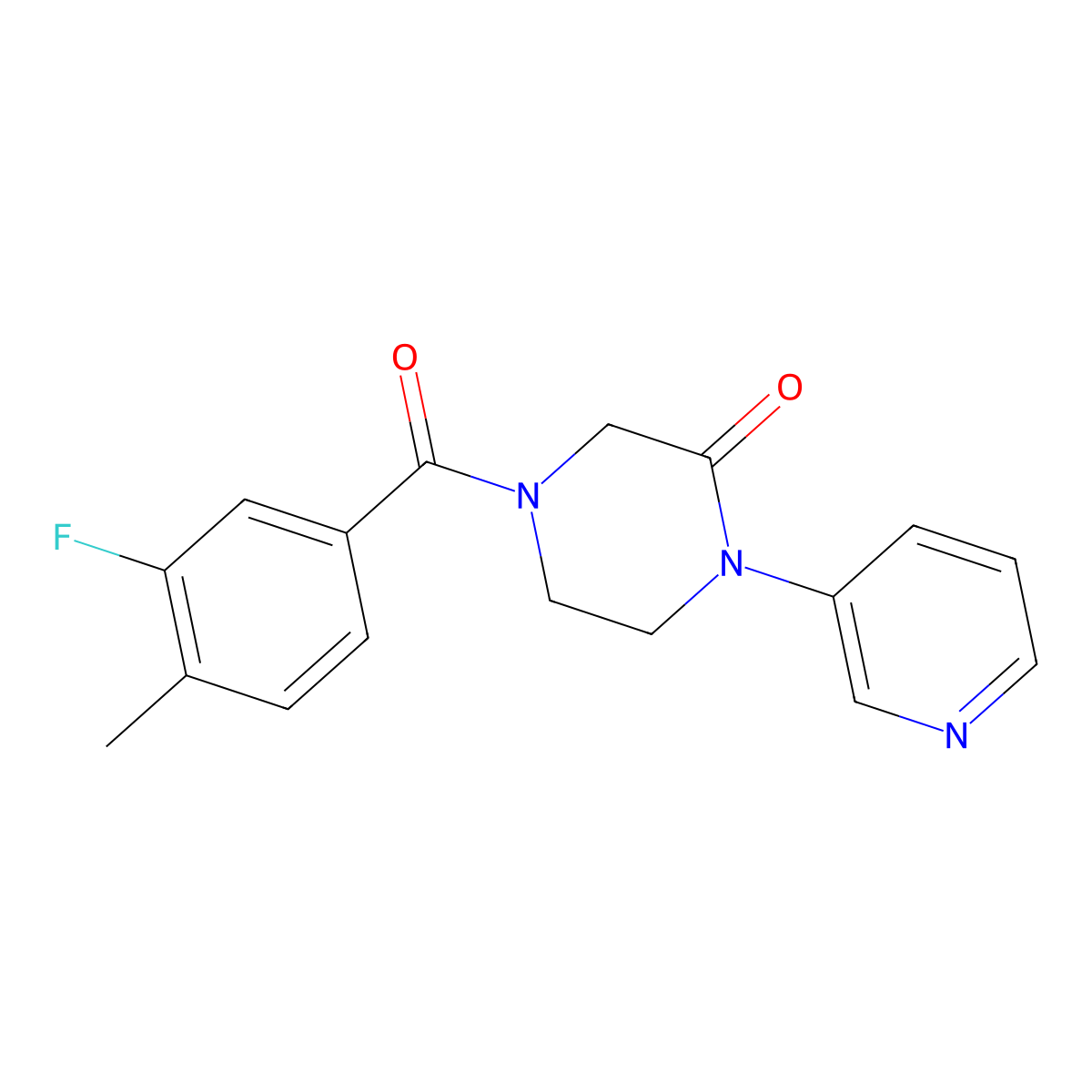 4-(3-Fluoro-4-methylbenzoyl)-1-(pyridin-3-yl)piperazin-2-one molecular structure, CAS 2097923-52-7