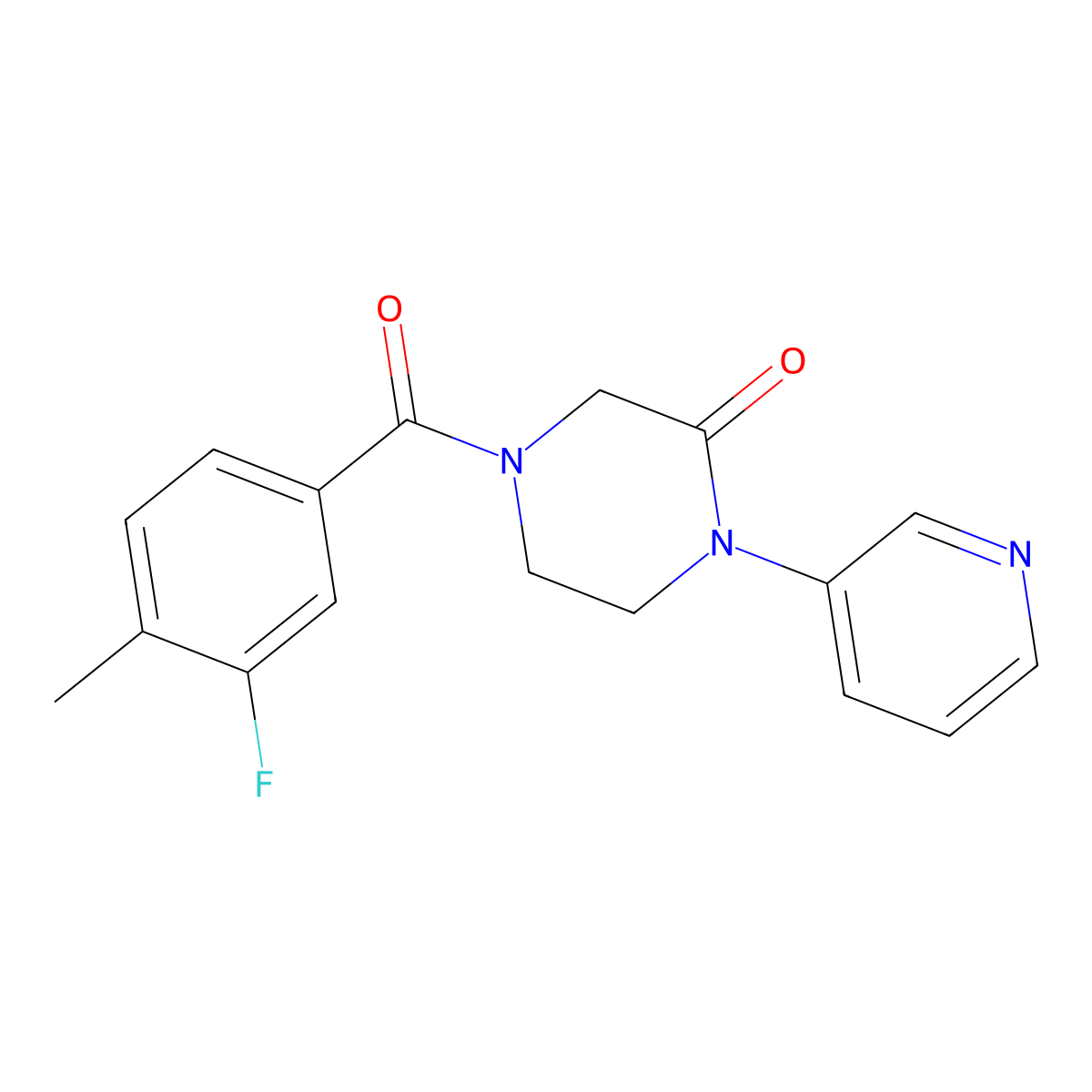 4-(3-Fluoro-4-methylbenzoyl)-1-(pyridin-3-yl)piperazin-2-one molecular structure, CAS 2097923-52-7