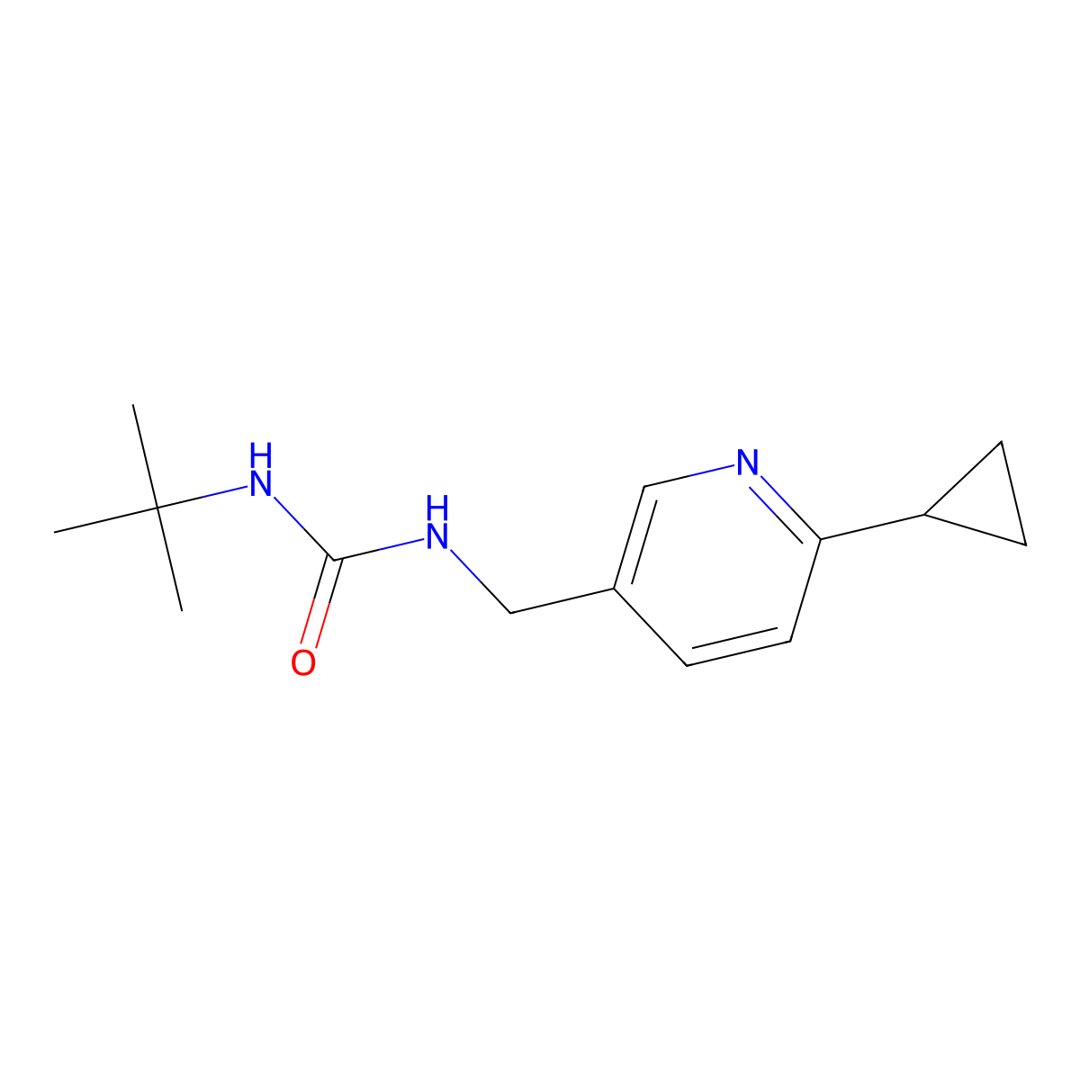 3-Tert-butyl-1-[(6-cyclopropylpyridin-3-yl)methyl]urea molecular structure, CAS 2097923-59-4