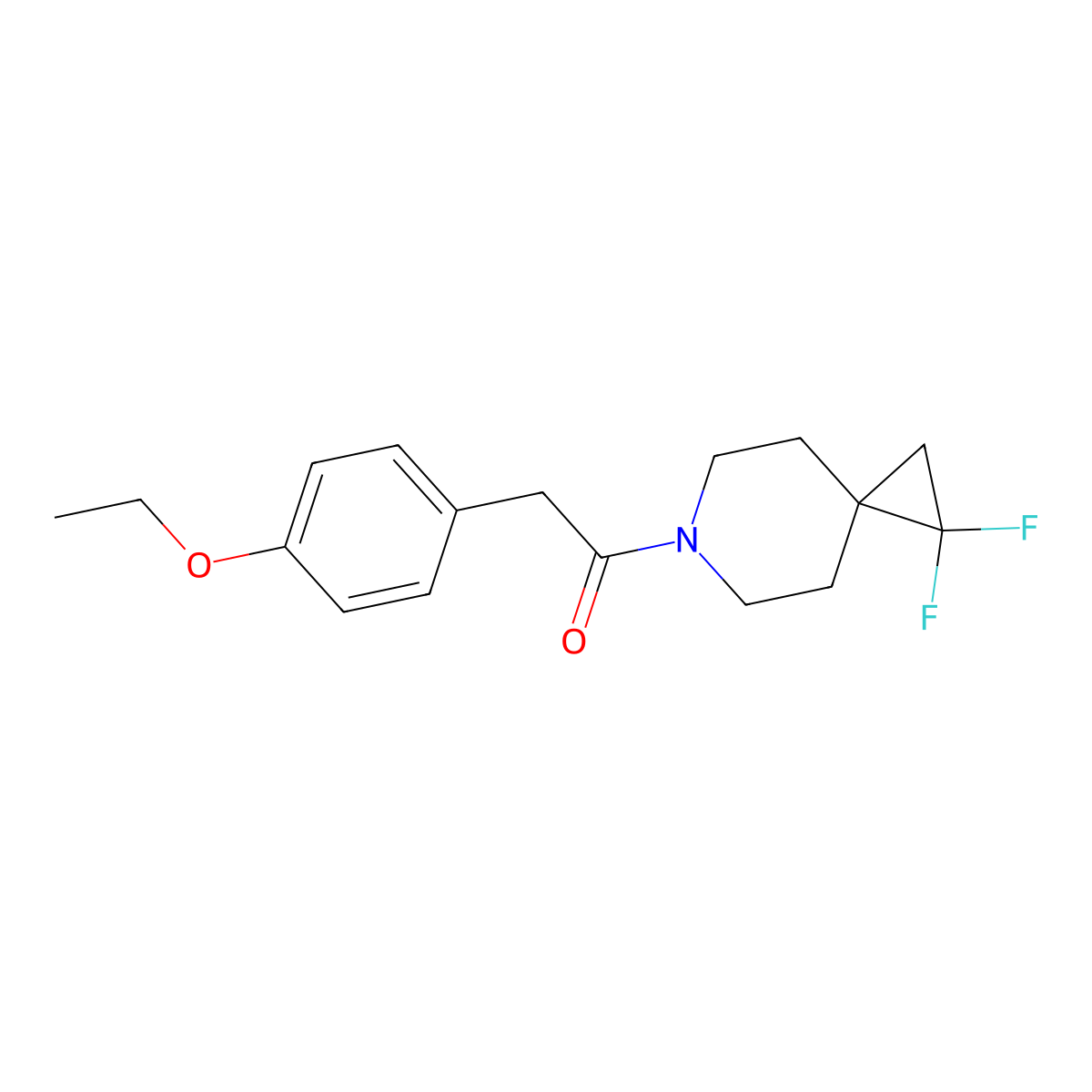 1-{1,1-Difluoro-6-azaspiro[2.5]octan-6-yl}-2-(4-ethoxyphenyl)ethan-1-one molecular structure, CAS 2097923-68-5