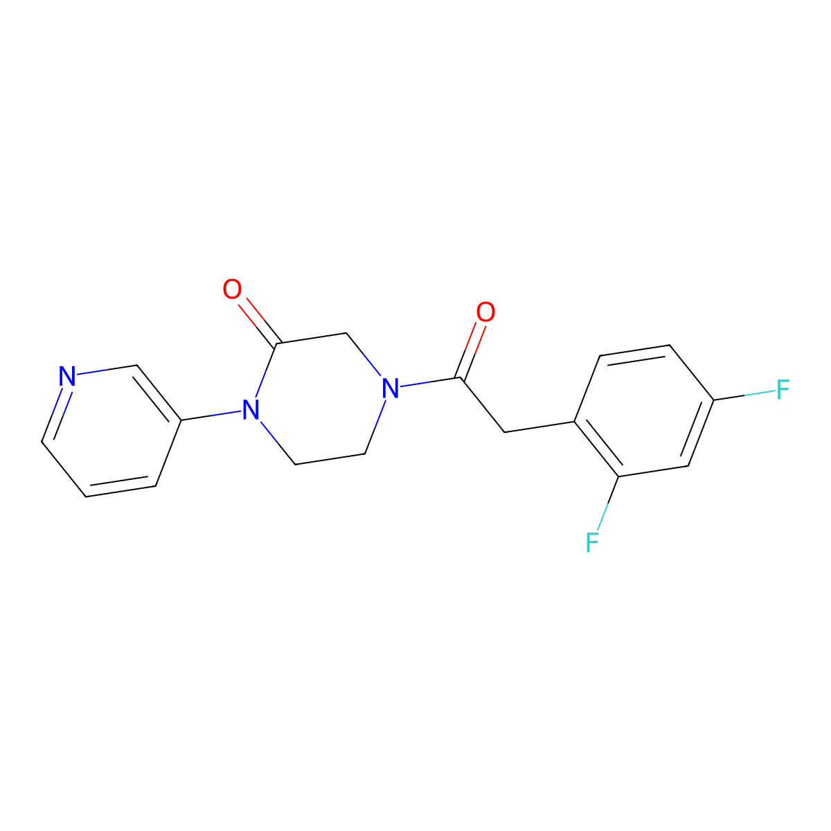 4-[2-(2,4-Difluorophenyl)acetyl]-1-(pyridin-3-yl)piperazin-2-one molecular structure, CAS 2097923-70-9
