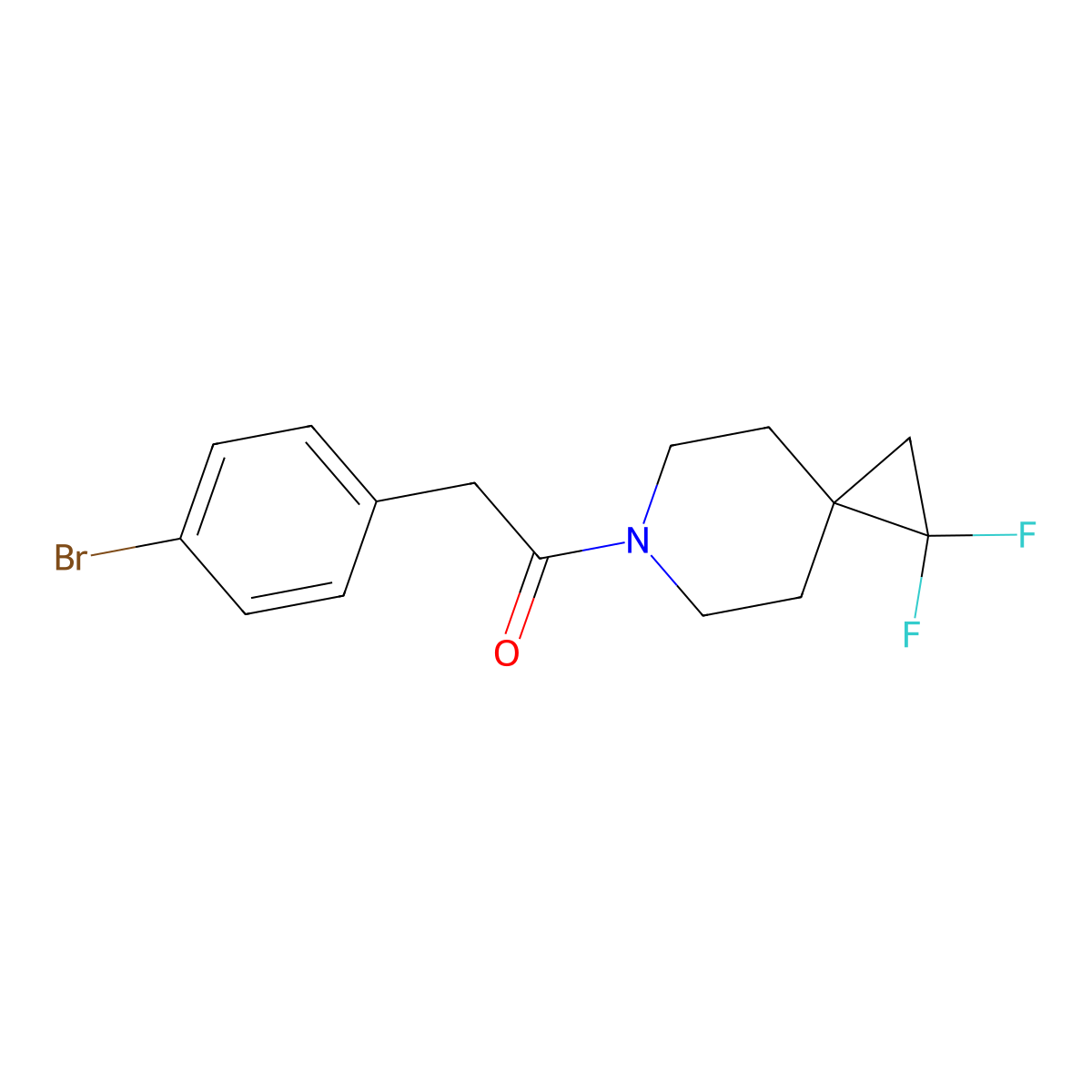 2-(4-Bromophenyl)-1-{1,1-difluoro-6-azaspiro[2.5]octan-6-yl}ethan-1-one molecular structure, CAS 2097923-77-6