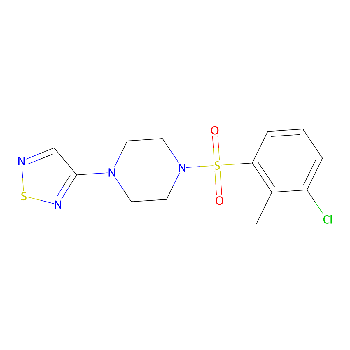 1-(3-Chloro-2-methylbenzenesulfonyl)-4-(1,2,5-thiadiazol-3-yl)piperazine molecular structure, CAS 2097923-80-1