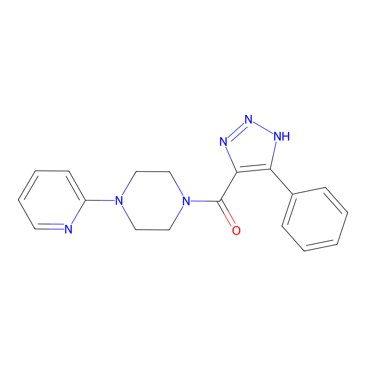 1-(4-phenyl-1H-1,2,3-triazole-5-carbonyl)-4-(pyridin-2-yl)piperazine molecular structure, CAS 2097923-83-4