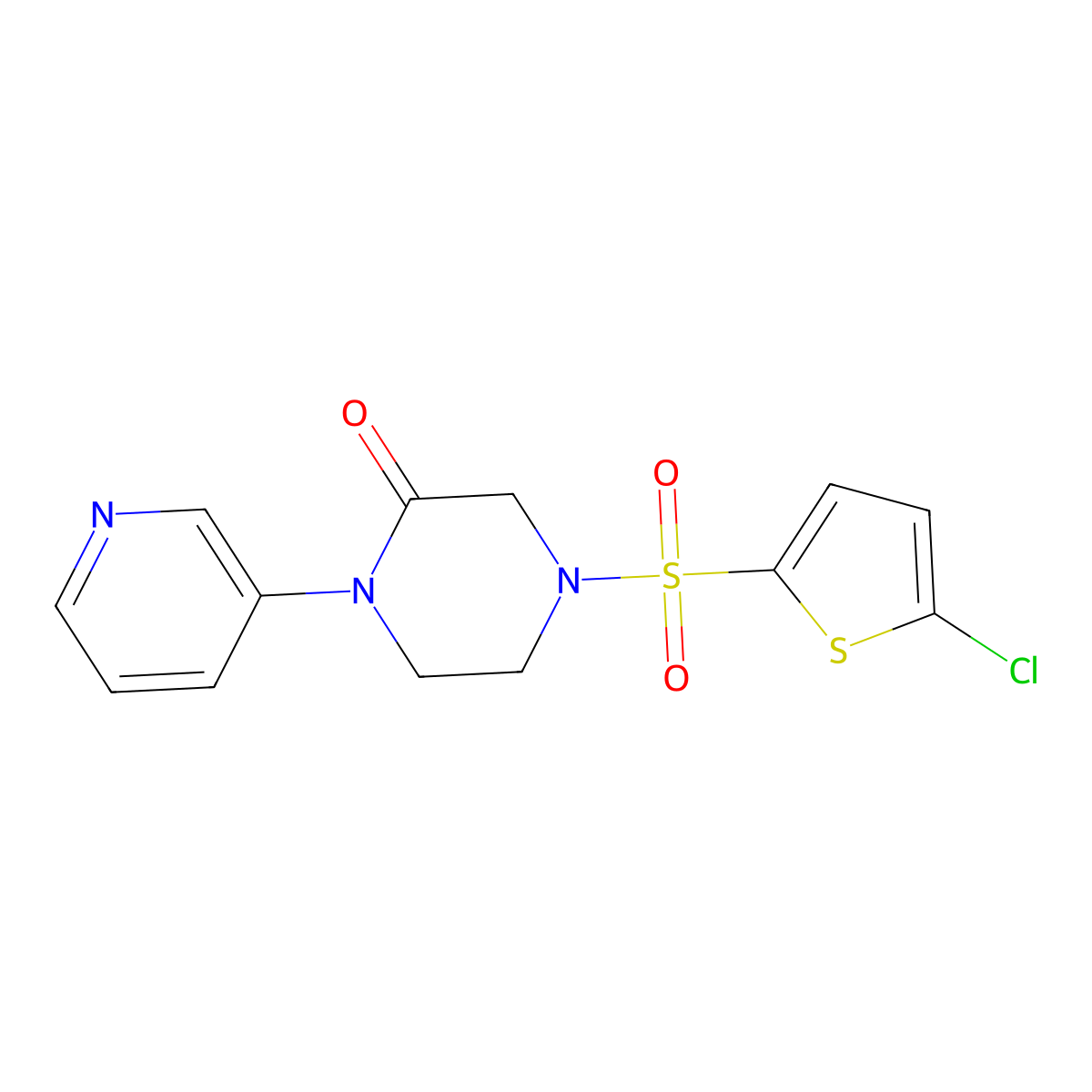 4-[(5-Chlorothiophen-2-yl)sulfonyl]-1-(pyridin-3-yl)piperazin-2-one molecular structure, CAS 2097923-84-5