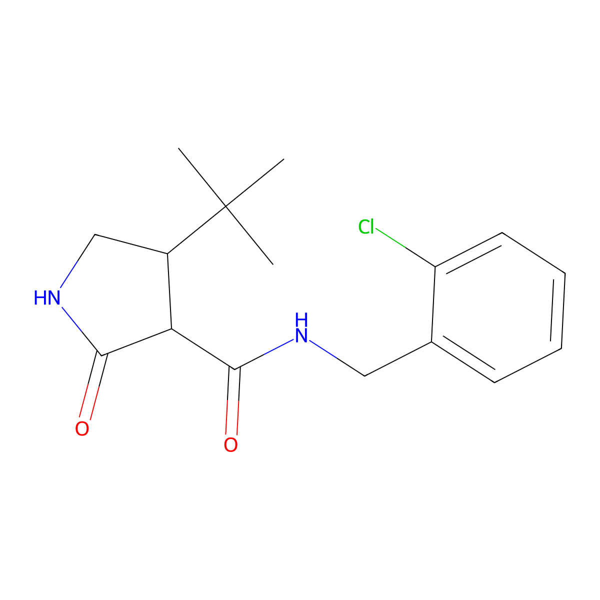 4-tert-butyl-N-[(2-chlorophenyl)methyl]-2-oxopyrrolidine-3-carboxamide molecular structure, CAS 2097923-85-6