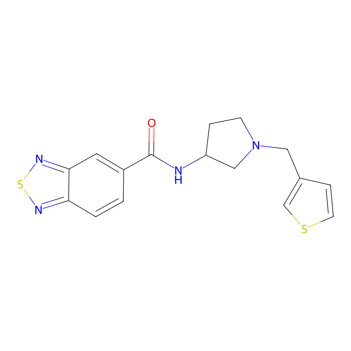 N-{1-[(thiophen-3-yl)methyl]pyrrolidin-3-yl}-2,1,3-benzothiadiazole-5-carboxamide molecular structure, CAS 2097923-87-8