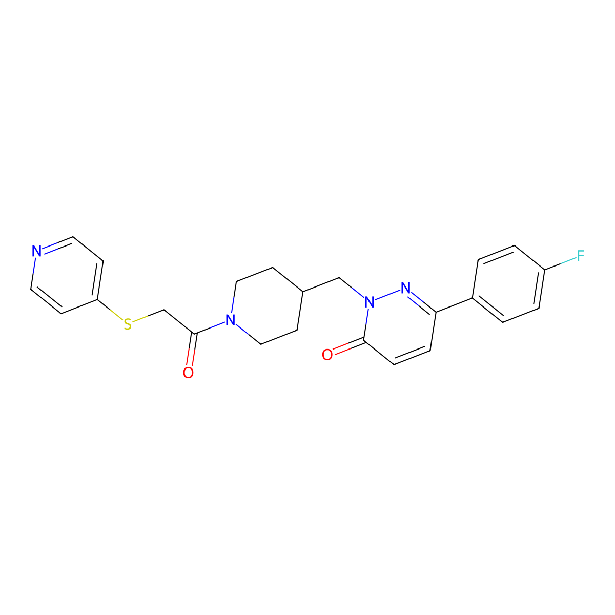6-(4-Fluorophenyl)-2-({1-[2-(pyridin-4-ylsulfanyl)acetyl]piperidin-4-yl}methyl)-2,3-dihydropyridazin-3-one molecular structure, CAS 2097923-89-0