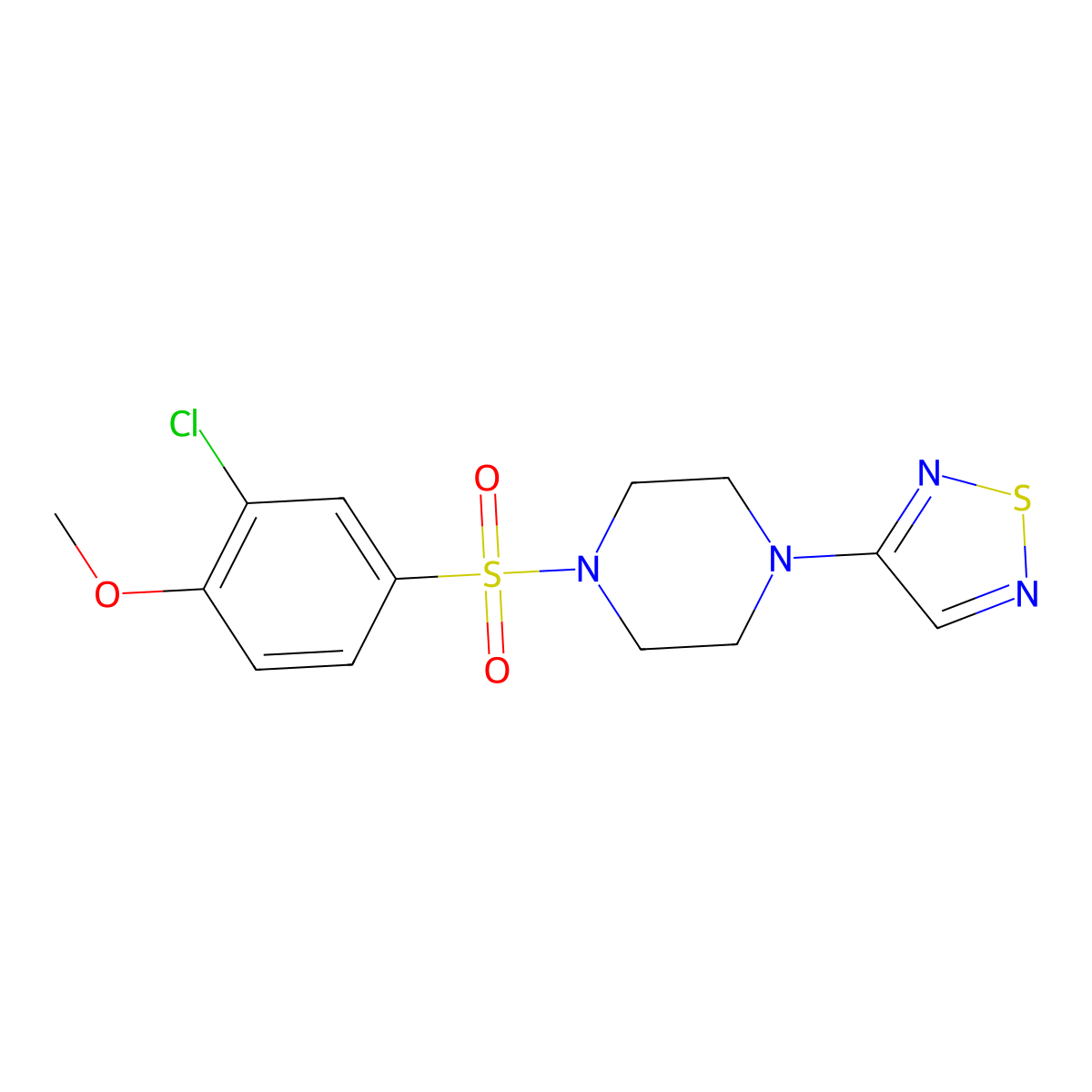 1-(3-Chloro-4-methoxybenzenesulfonyl)-4-(1,2,5-thiadiazol-3-yl)piperazine molecular structure, CAS 2097923-91-4