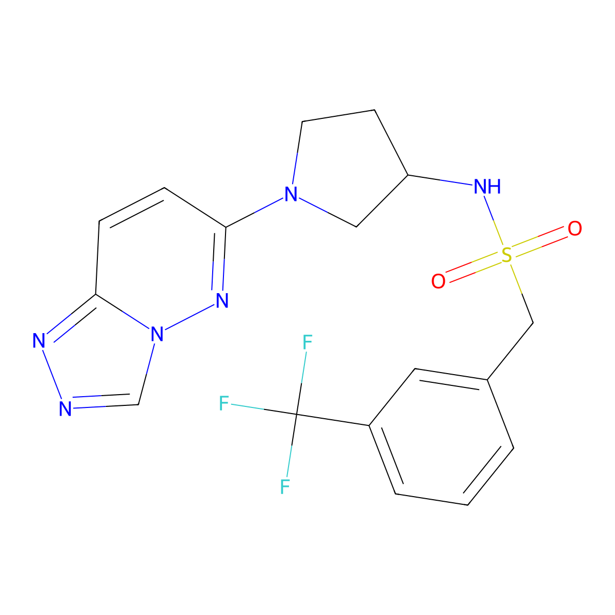 N-(1-{[1,2,4]triazolo[4,3-b]pyridazin-6-yl}pyrrolidin-3-yl)-1-[3-(trifluoromethyl)phenyl]methanesulfonamide molecular structure, CAS 2097923-94-7