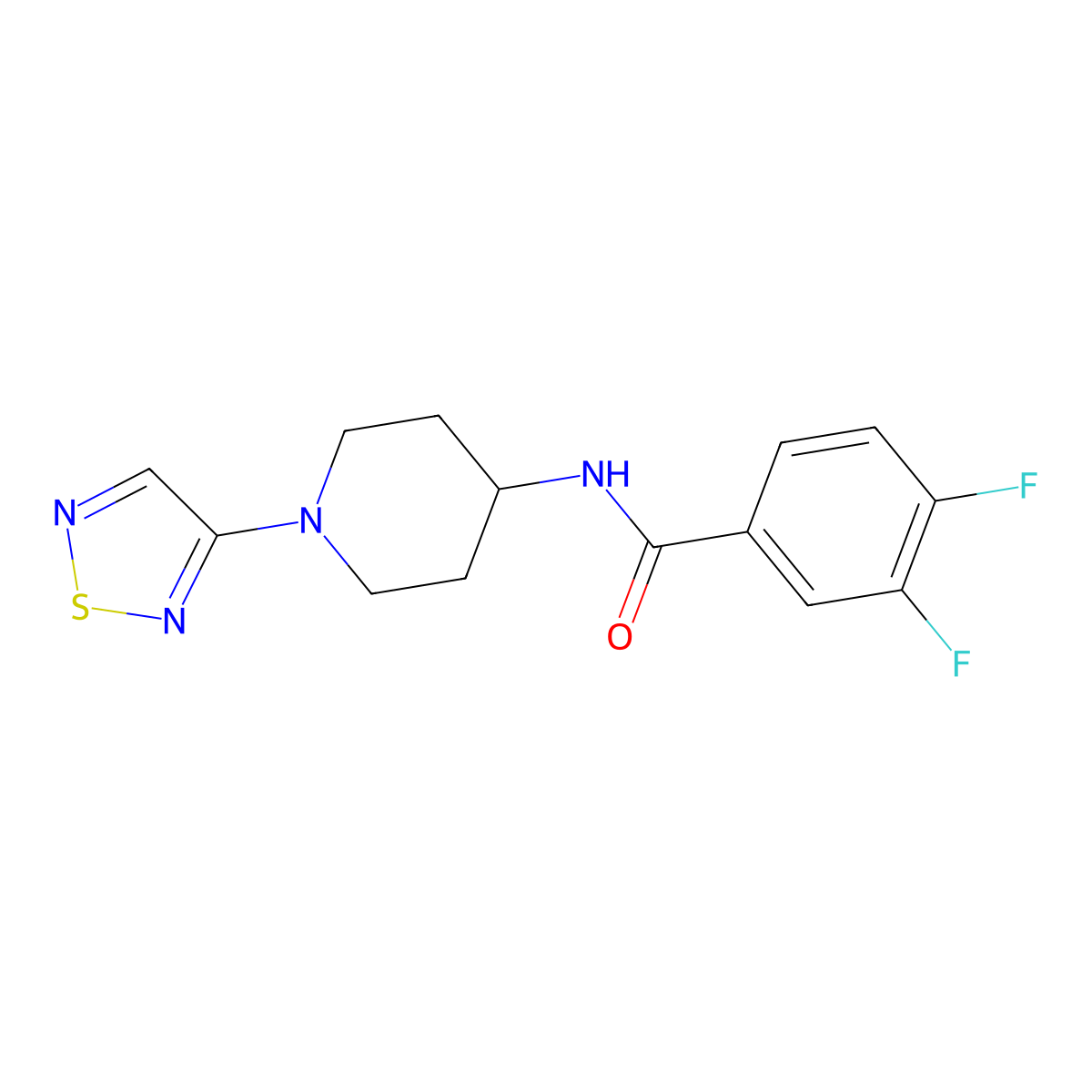 3,4-difluoro-N-[1-(1,2,5-thiadiazol-3-yl)piperidin-4-yl]benzamide molecular structure, CAS 2097923-98-1