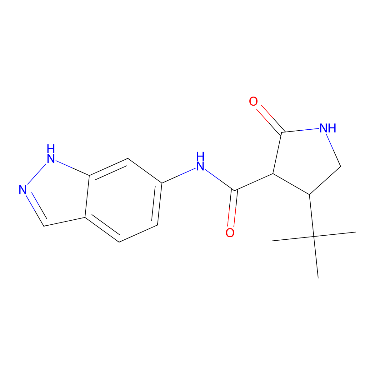 4-tert-butyl-N-(1H-indazol-6-yl)-2-oxopyrrolidine-3-carboxamide molecular structure, CAS 2097924-01-9