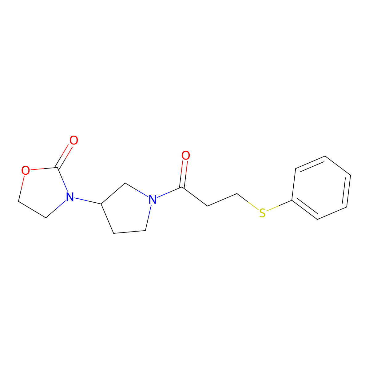 3-{1-[3-(Phenylsulfanyl)propanoyl]pyrrolidin-3-yl}-1,3-oxazolidin-2-one molecular structure, CAS 2097924-03-1