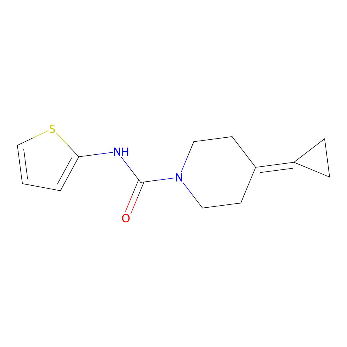 4-cyclopropylidene-N-(thiophen-2-yl)piperidine-1-carboxamide molecular structure, CAS 2097924-04-2