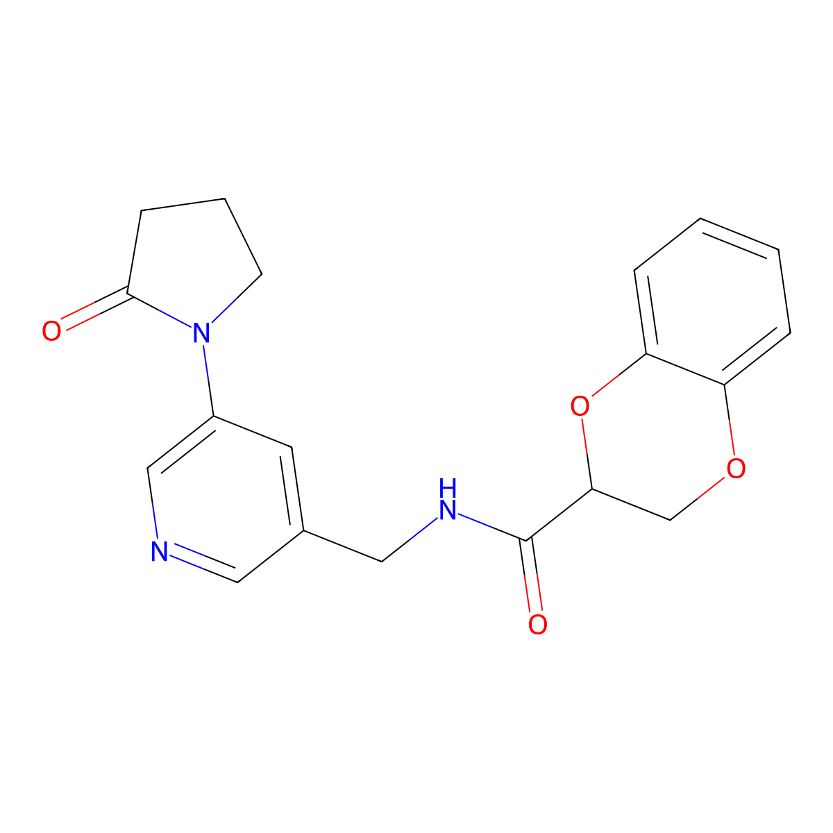 N-{[5-(2-oxopyrrolidin-1-yl)pyridin-3-yl]methyl}-2,3-dihydro-1,4-benzodioxine-2-carboxamide molecular structure, CAS 2097924-15-5