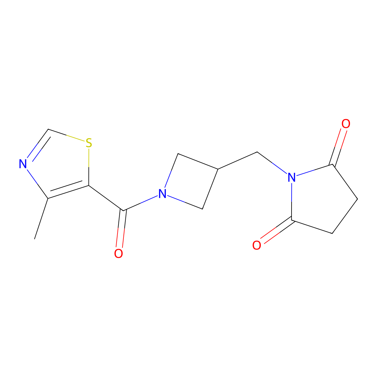 1-{[1-(4-Methyl-1,3-thiazole-5-carbonyl)azetidin-3-yl]methyl}pyrrolidine-2,5-dione molecular structure, CAS 2097924-22-4